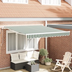 Toldo Retrátil Automático vidaXL Verde e Branco 350x250 cm