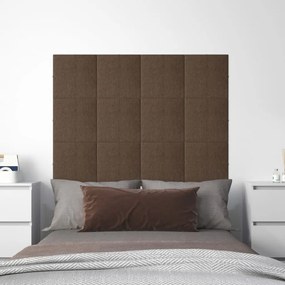 vidaXL Painel de parede 12 pcs 30x30 cm tecido 1,08 m² castanho