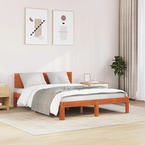 vidaXL Estrutura da Cama com cabeceira Marrom Cera 120 x 190 cm
