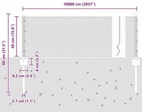 Posts de Cerca vidaXL 11 pcs U-Channel Verde 40 cm Aço