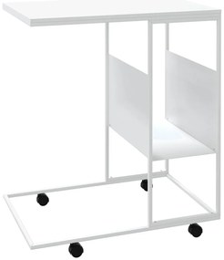 Mesa de apoio c/ rodas 55x36x63,5cm derivados de madeira branco
