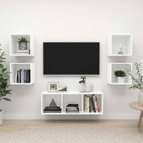 vidaXL 5 pcs conjunto de móveis de TV contraplacado branco