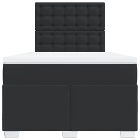 Cama boxspring com colchão 120x190 cm couro artificial preto