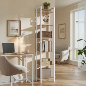 Estante com 6 prateleiras 30 x 40 x 186 cm bege natural-branco mate