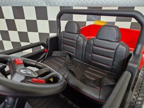 Carro elétrico para crianças jeep Transporter 24V, Pneus EVA, Assento de couro Vermelho