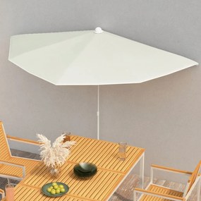 vidaXL Guarda-sol semicircular com mastro 180x90 cm cor areia
