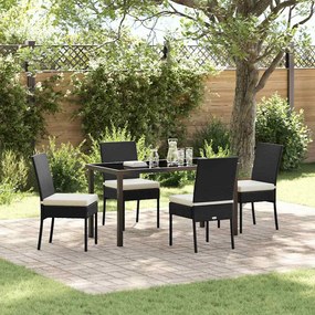 vidaXL Conjunto de Jantar para Jardim 5 Peças Preto Rattan Poly