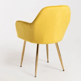 Cadeira Lucy em Veludo - Amarelo - Design Nórdico