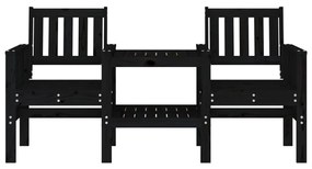 Banco de jardim 2 lugares com mesa pinho maciço preto