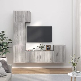 vidaXL Conjunto móveis de TV 5 pcs madeira processada sonoma cinza