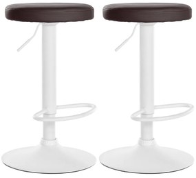 Conjunto de 2 bancos altos em couro sintético de estrutura preta 60-81 x 38,5 cm castanho