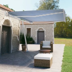 Toldo automático independente 500x350 cm azul e branco