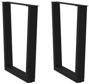 Pernas para mesa de jantar em V, 2 peças, pretas, 70x(72-73,3) cm, aço