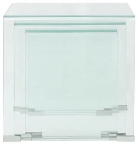 Conjunto mesas de encastrar 3 pcs vidro temperado transparente