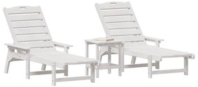 Conjunto de Lounge de Jardim com 3 Peças Branco HDPE