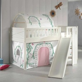 Conjunto cama Infantil SCOTT + escorrega + cortina de brincar BIRDY + Túnel Branca