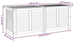 Caixa arrumação jardim c/ veneziana 150x50x56 cm acácia maciça