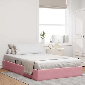 vidaXL Cama com Armazenamento com colchão Rosa 120 x 200 cm Veludo