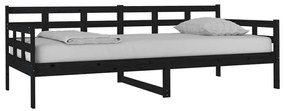 Sofá-cama 90x200 cm madeira de pinho maciça preto