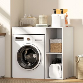 Móvel para Máquina de Lavar, 96 x 60 x 90,5 cm, 2 Compartimentos Abertos, Branco