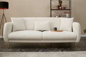 Sofá-Cama 3 Lugares Simena – Creme Dourado – 210 cm x 80 cm x 95 cm