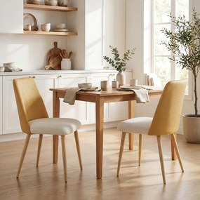 Conjunto de 2 Cadeiras de Cozinha (MESA NÃO INCLUIDA) com Encosto em PU Pernas de Aço e Assento Almofadado 47,5x57x84 cm Castanho e Bege