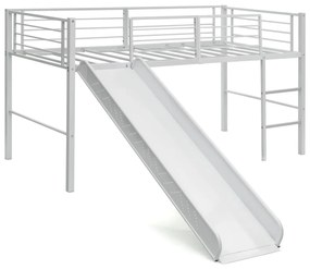 Estrutura de cama de criança de solteiro com 4 Barreiras de Segurança Escada de 2 degraus Branca 198 x 96 x 109 cm