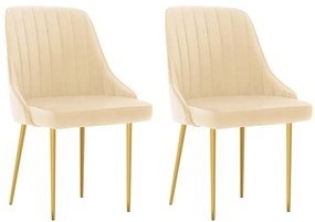 vidaXL Cadeiras de jantar 2 pcs veludo cor creme