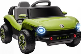 AIYAPLAY Carro Elétrico para Crianças Volkswagen E-Buggy Bateria 12V com Controlo Remoto 2,4 G Faróis LED Música USB 98x56,5x47 cm Verde | Aosom Portugal