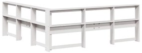 Estante cabeceira forma de L 200 cm madeira pinho maciça branco
