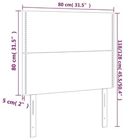 Cabeceira cama c/ luzes LED veludo 80x5x118/128cm cinza-claro