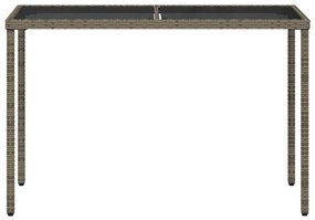 Mesa de jardim com tampo de vidro 115x54x74 cm vime PE cinza