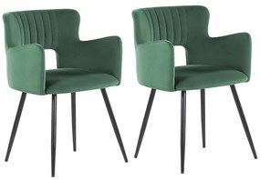 Conjunto de 2 cadeiras de jantar em veludo verde escuro SANILAC Beliani
