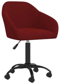 vidaXL Cadeira de escritório giratória veludo vermelho tinto