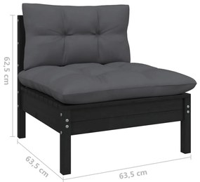 11 pcs conjunto lounge de jardim c/ almofadões pinho preto