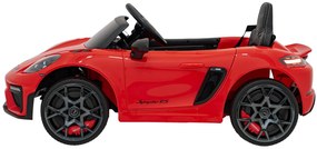 Carro elétrico para Crianças 12V Porsche Spyder RS 718, Rodas Espuma EVA, assento couro ecológico Carga até 30 kg Vermelho