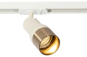 Foco moderno bege com dourado para sistema de trilhos monofásico GU10 50mm - Iconic Kohua Moderno