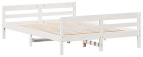 Estrutura de cama com cabeceira 120x200 cm pinho maciço branco