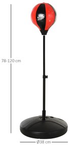 Pêra de boxe para crianças, ajustável em altura, com luvas 38x38x78-120cm