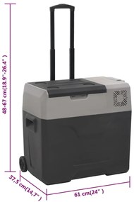 Mala térmica c/ rodas e pega 40 L polipropileno preto/cinzento