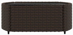 4 pcs conjunto lounge jardim c/ almofadões vime PE castanho