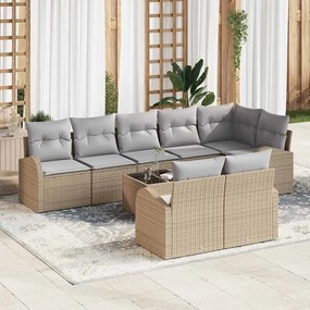 vidaXL Conjunto de Sofá de Jardim Manual 9 pcs Bege 55 x 55 x 37 cm