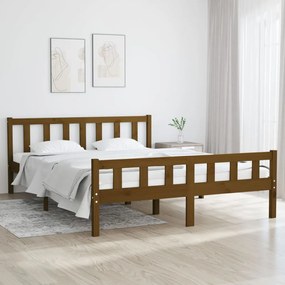 Estrutura de cama 140x200 cm madeira maciça castanho mel