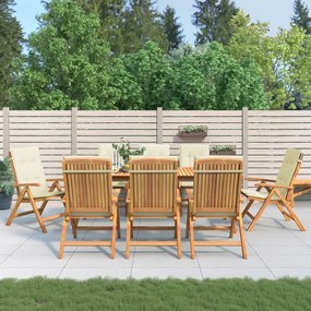 vidaXL Cadeiras de jardim reclináveis c/ almofadões 8 pcs teca maciça
