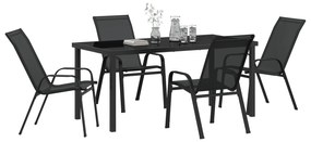 Conjunto de Jantar para Jardim vidaXL de 5 Peças Preto Textileno e Aço