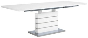 Mesa de jantar com base em aço inoxidável 180/220 x 90 cm branca e prateada HAMLER Beliani