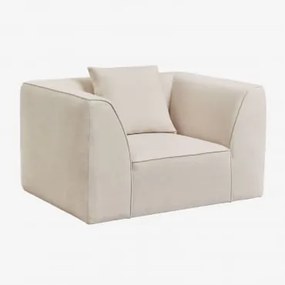 Poltrona Estofada Cardea Chenille Bege Creme - Sklum