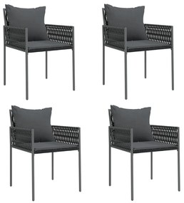 5 pcs conjunto de jantar p/ jardim c/ almofadões vime PE e aço