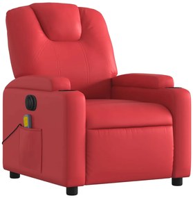 Poltrona massagens reclinável elétrica couro artif. vermelho