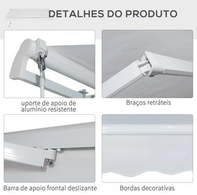 Toldo Manual 3,5x2,5 m de Alumínio Toldo de Varanda Pátio com Manivela